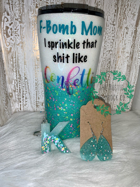 F bomb mom tumbler, confetti tumbler, glitter tumbler, personalized tumbler