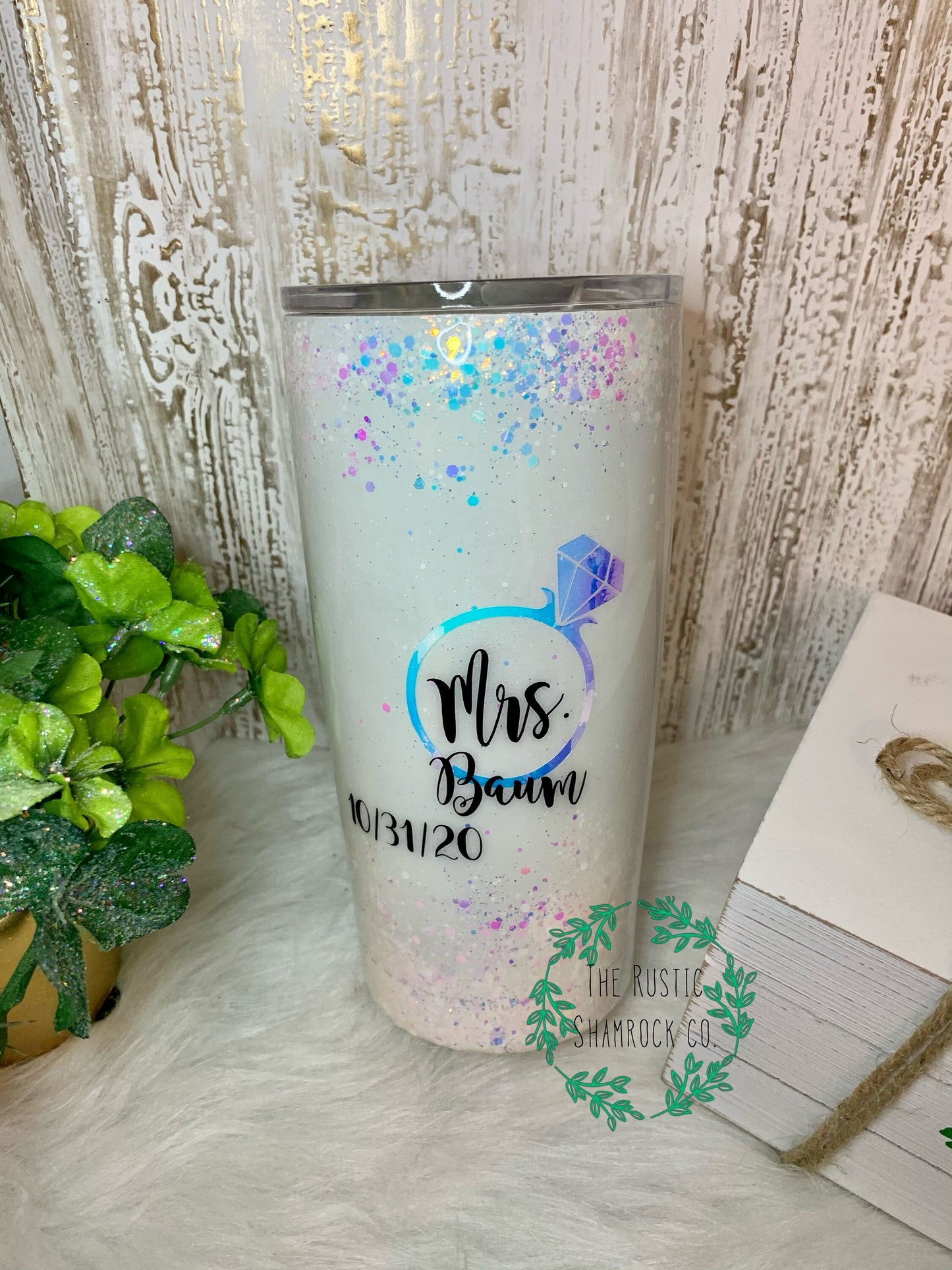 Bride Personalized tumbler, bridal party, glitter tumbler, wedding tumbler, engagement tumbler