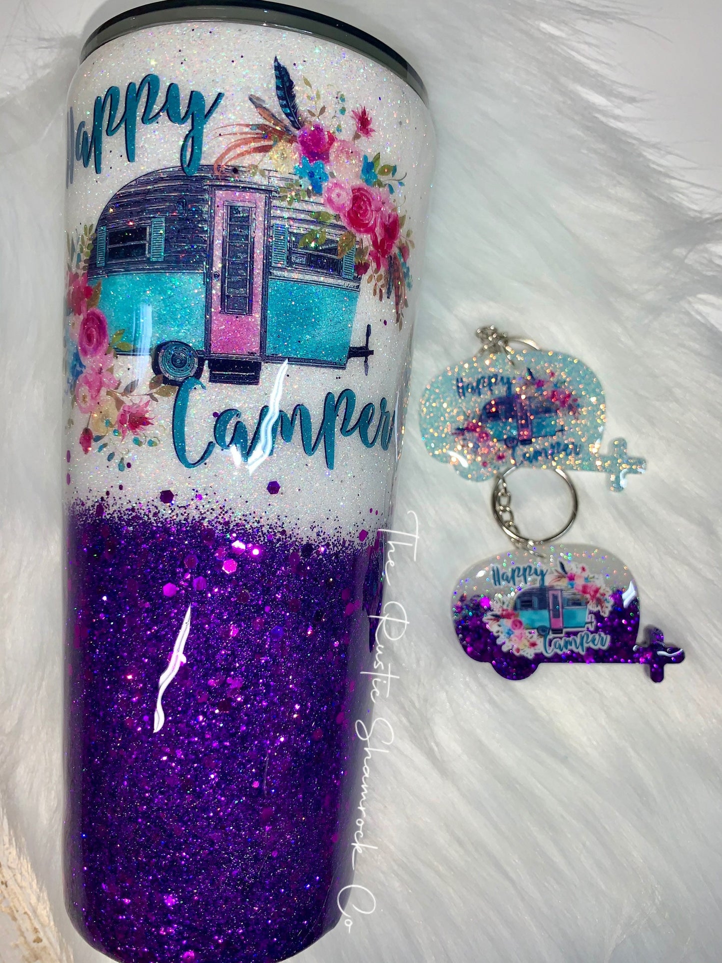 Happy camper tumbler, camper tumbler, camping tumbler, tumblers, glitter tumbler