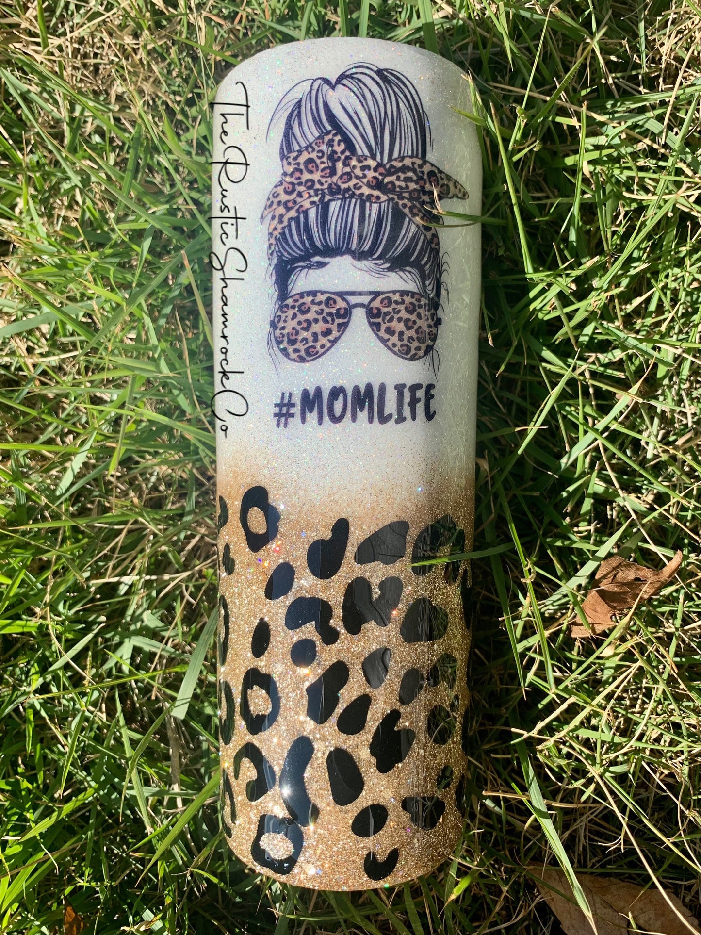 Personalized Momlife tumbler, mom tumbler, cheetah tumbler, mom life, skull tumbler, skull mom tumbler, glitter tumbler, messy bun mom '