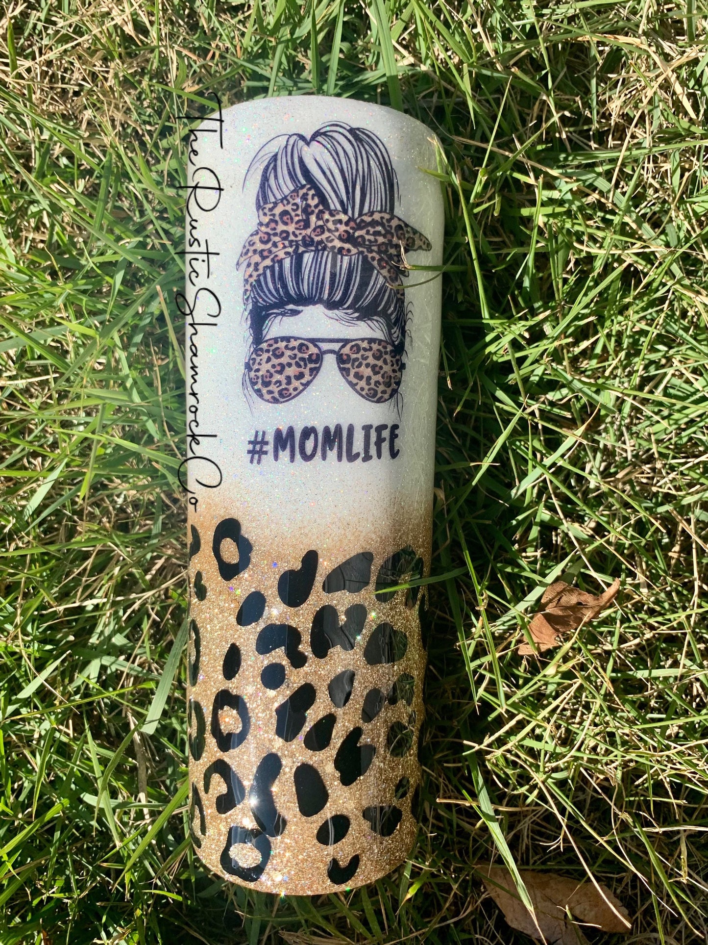 Personalized Momlife tumbler, mom tumbler, cheetah tumbler, mom life, skull tumbler, skull mom tumbler, glitter tumbler, messy bun mom '