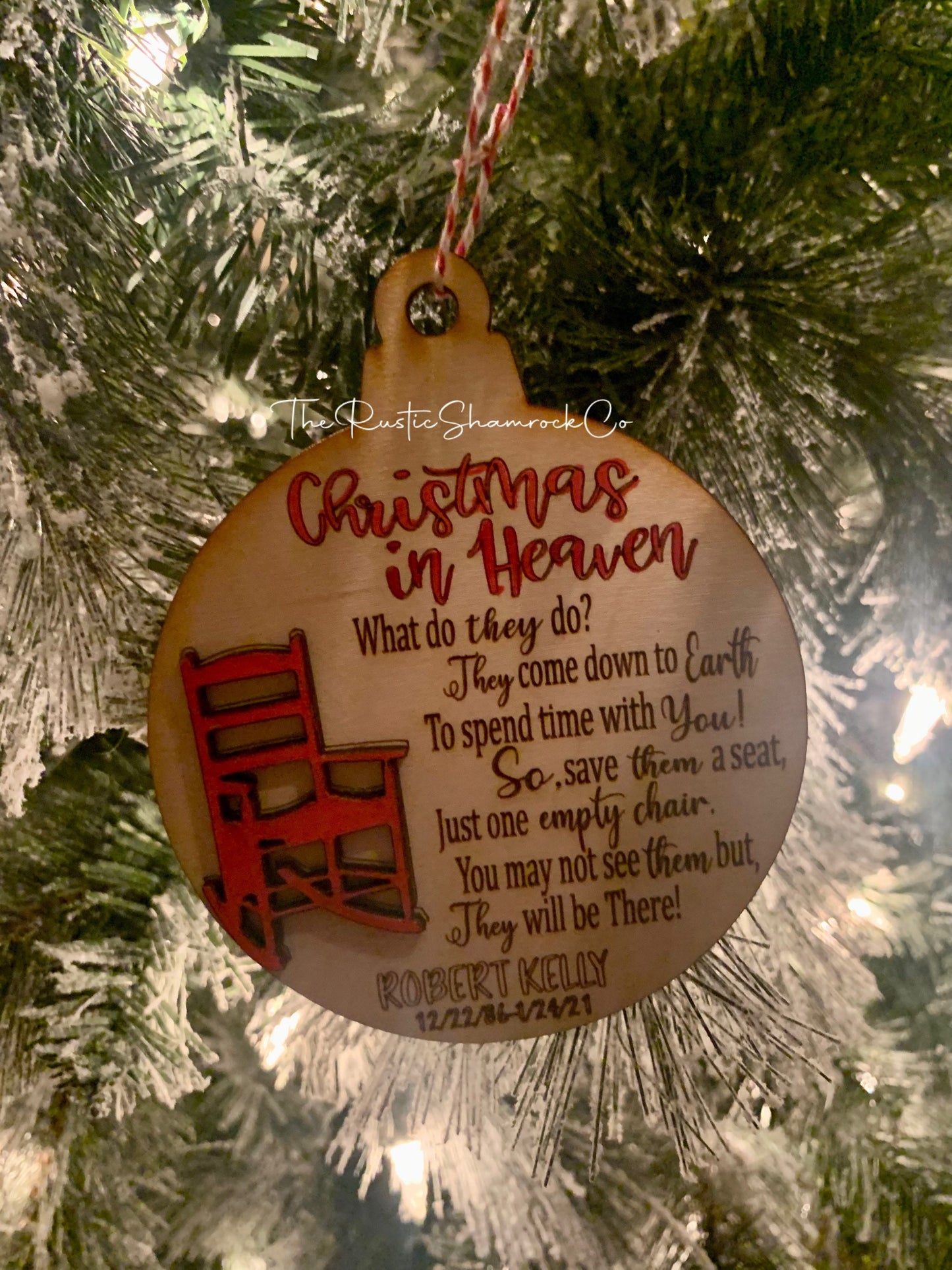 Memorial Christmas Ornament, Rocking Chair Hanging Ornament, Christmas Ornament, memorial ornament, Christmas in Heaven