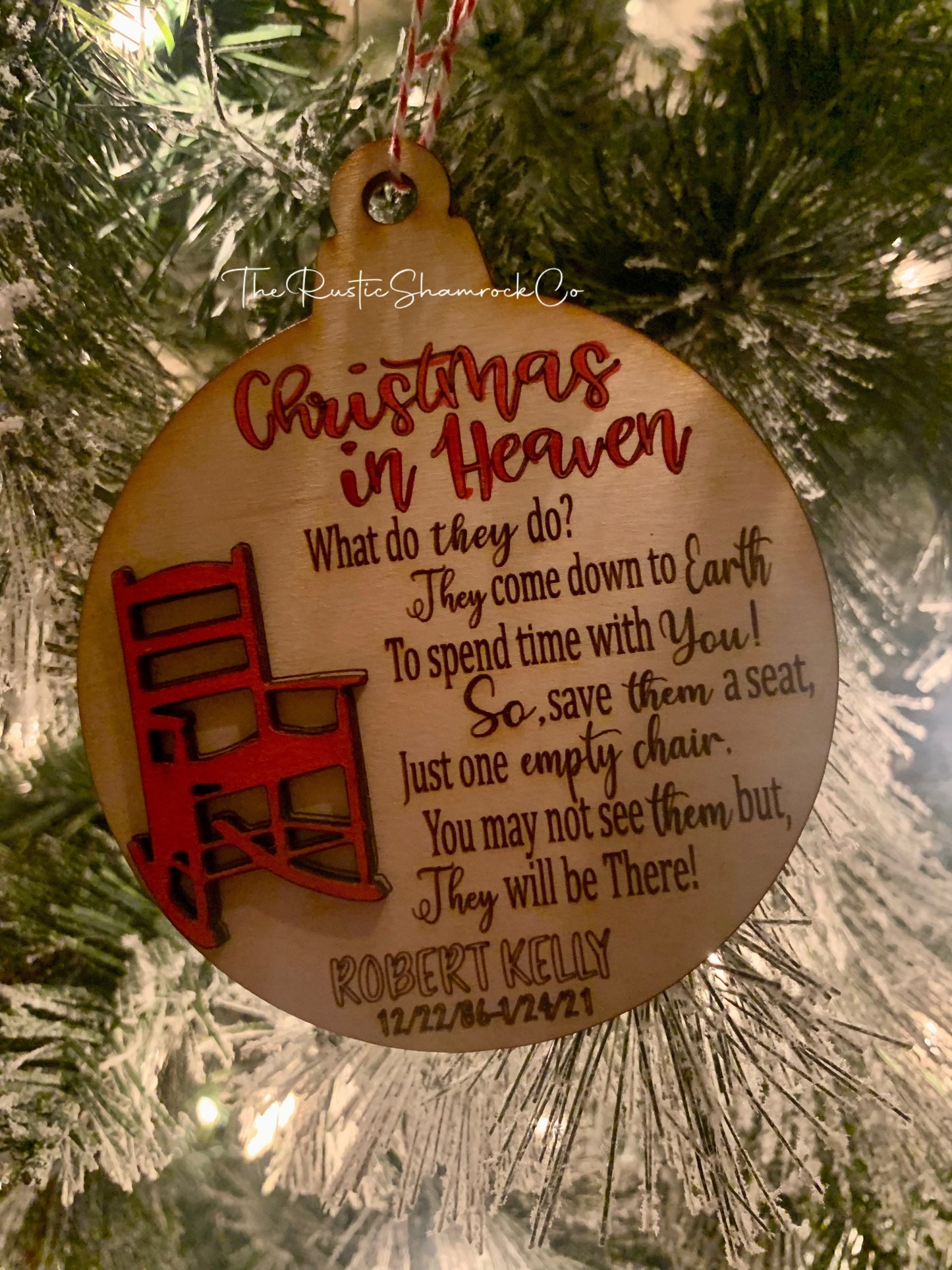 Memorial Christmas Ornament, Rocking Chair Hanging Ornament, Christmas Ornament, memorial ornament, Christmas in Heaven