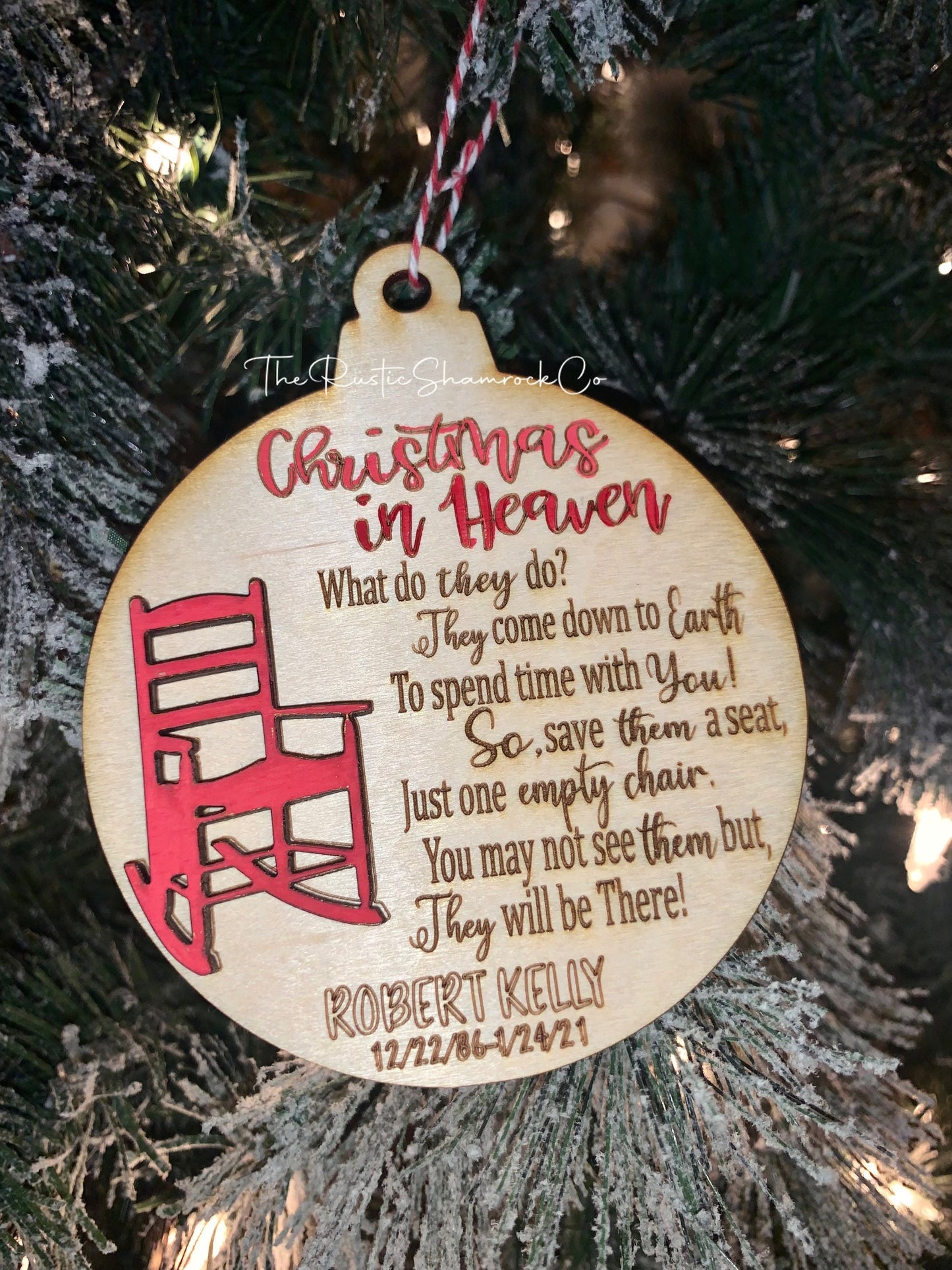 Memorial Christmas Ornament, Rocking Chair Hanging Ornament, Christmas Ornament, memorial ornament, Christmas in Heaven