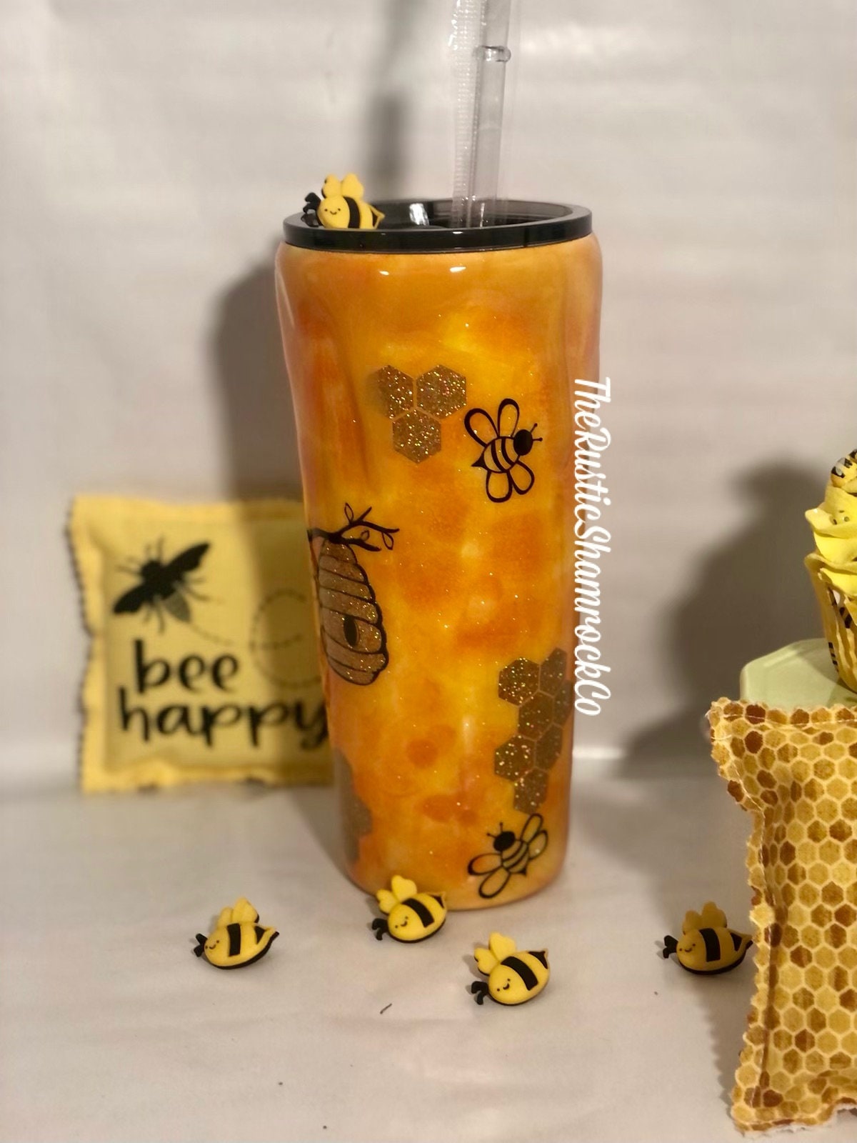 Bee Personalized Tumbler, bee hive tumbler, honey drip, bee cup, glitter tumbler