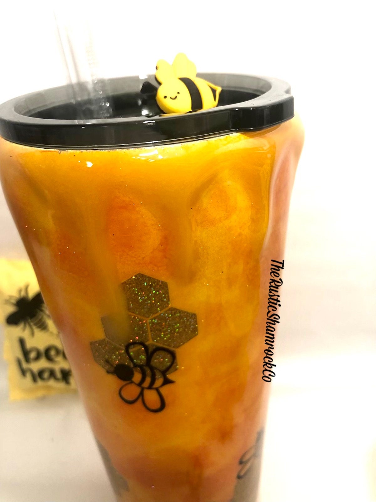 Bee Personalized Tumbler, bee hive tumbler, honey drip, bee cup, glitter tumbler