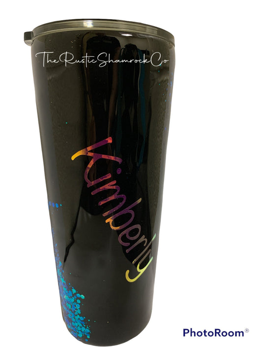 Glittered tumbler, leopard tumbler, personalized tumbler, tumbler, color-shift tumbler