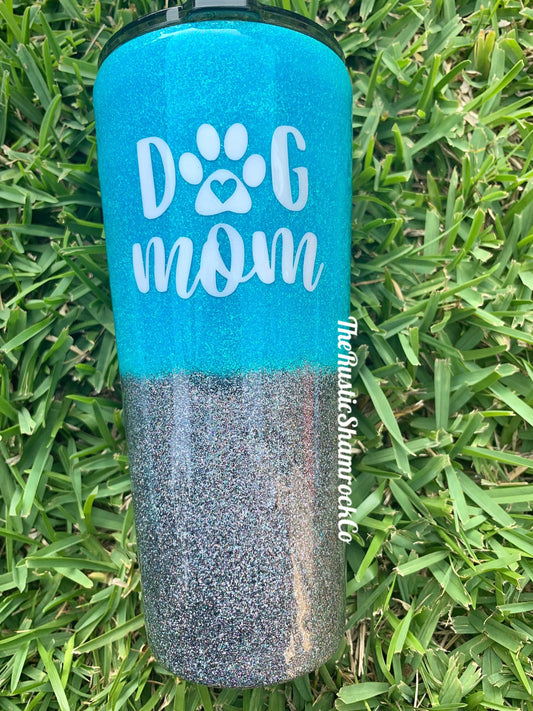 Dog mom tumbler, glitter tumbler, cat mom tumbler, paw tumbler, animal mom tumbler