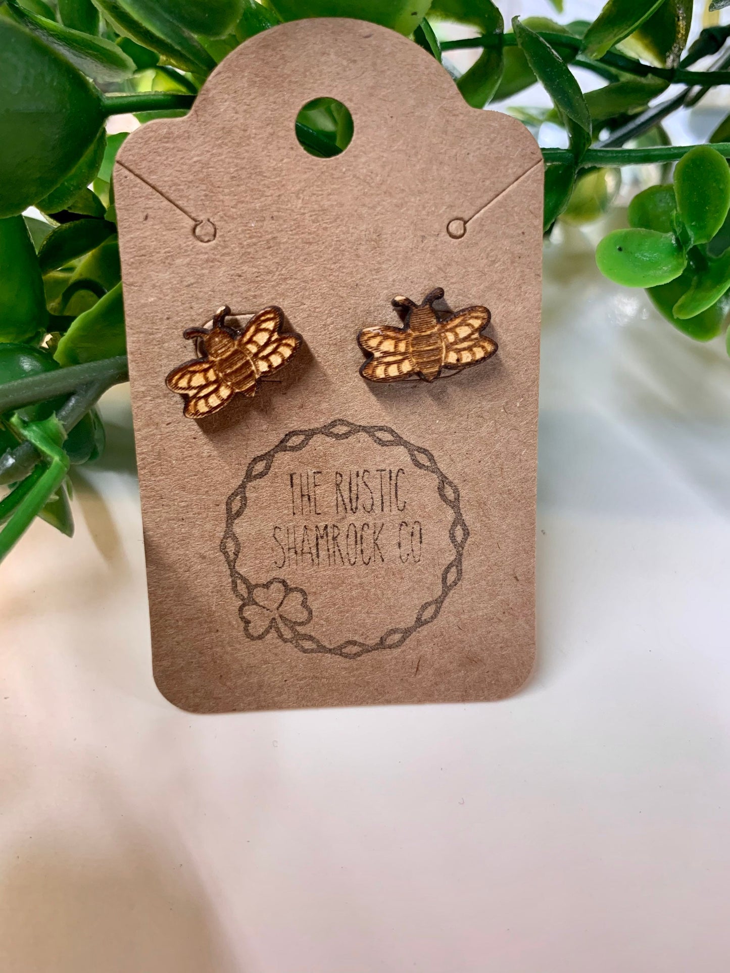 Bee earrings, bee stud earrings, bee lovers, honey bee earrings, wood earrings, bee lover earrings, save the bees