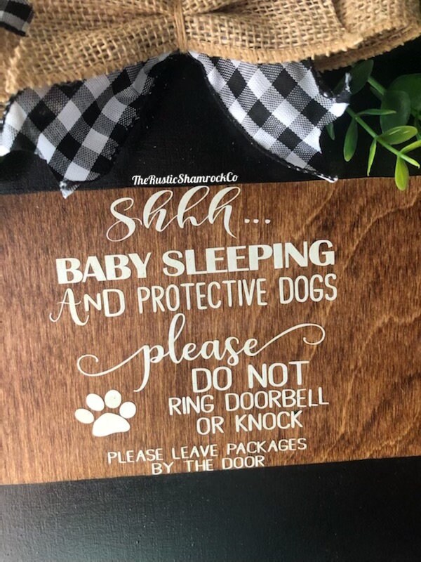 Do not Disturb Wooden Door Sign, baby Sleeping Sign, front door hanger, front door decor, do not disturb baby hanger,