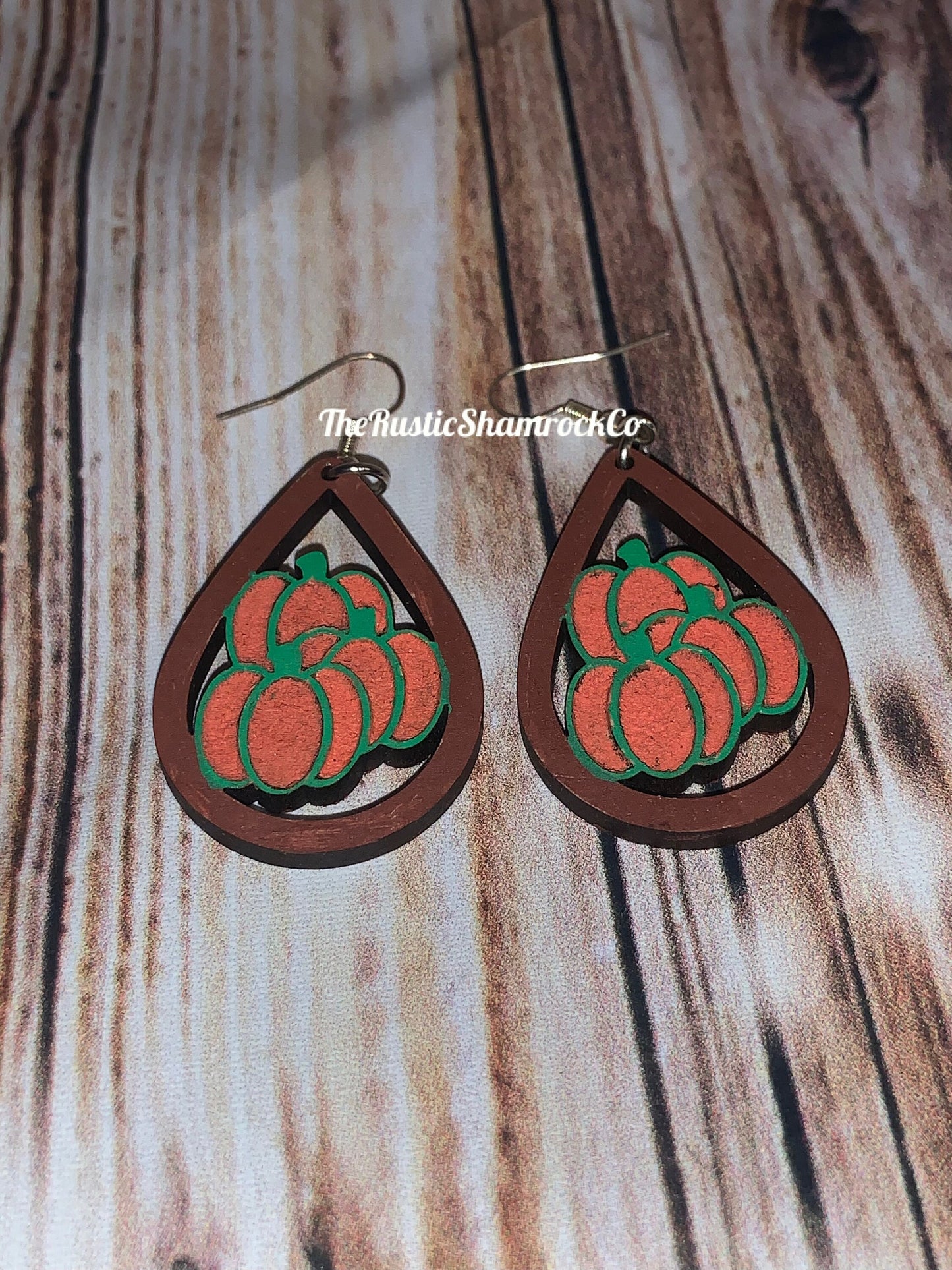 Teacher Earrings, Fall Themed Pumpkins, Apples, Woodend Earrings, pumpkin earrings, pumpkin dangles, pumpkin patch earrings, wood earrings