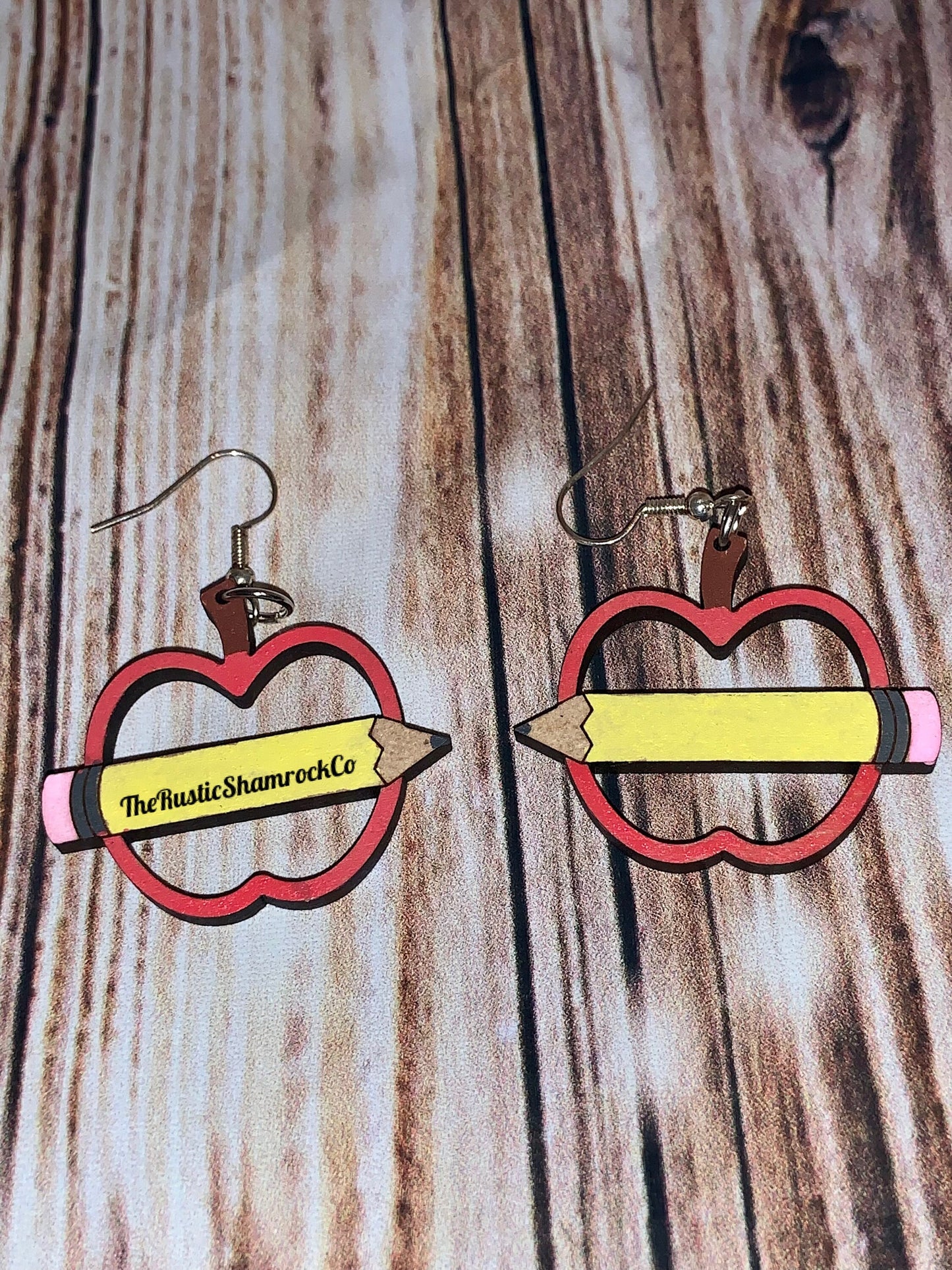 Teacher Earrings, Fall Themed Pumpkins, Apples, Woodend Earrings, pumpkin earrings, pumpkin dangles, pumpkin patch earrings, wood earrings