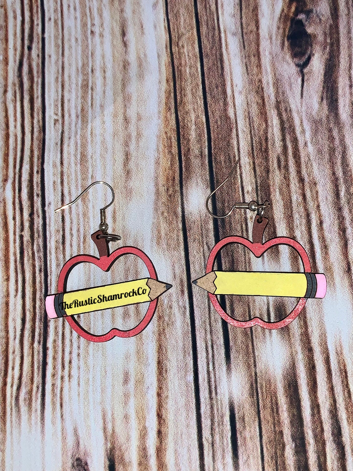 Teacher Earrings, Fall Themed Pumpkins, Apples, Woodend Earrings, pumpkin earrings, pumpkin dangles, pumpkin patch earrings, wood earrings