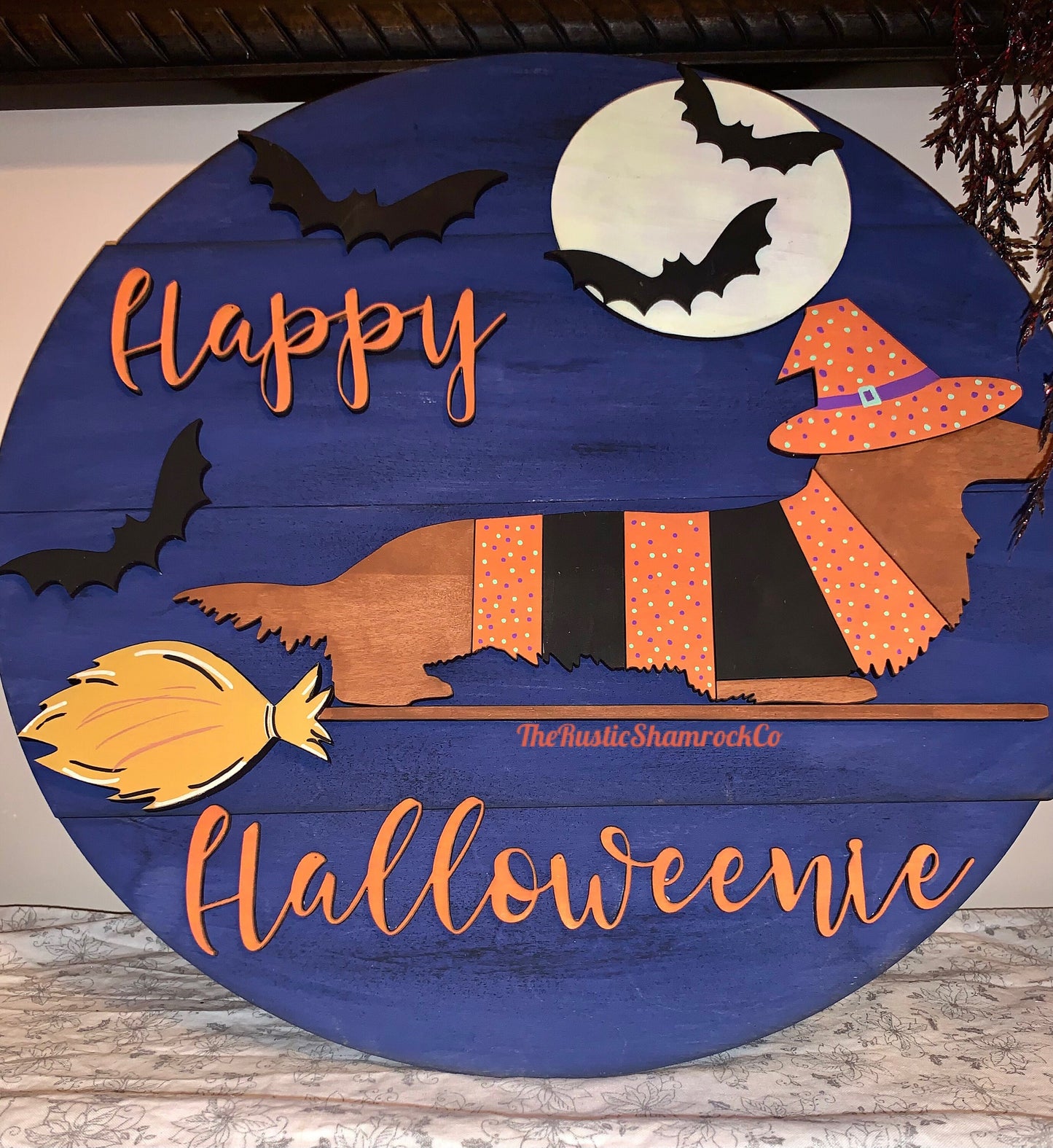 happy halloweenie, halloween decor, dachshund decor, halloweenie, doxie sign