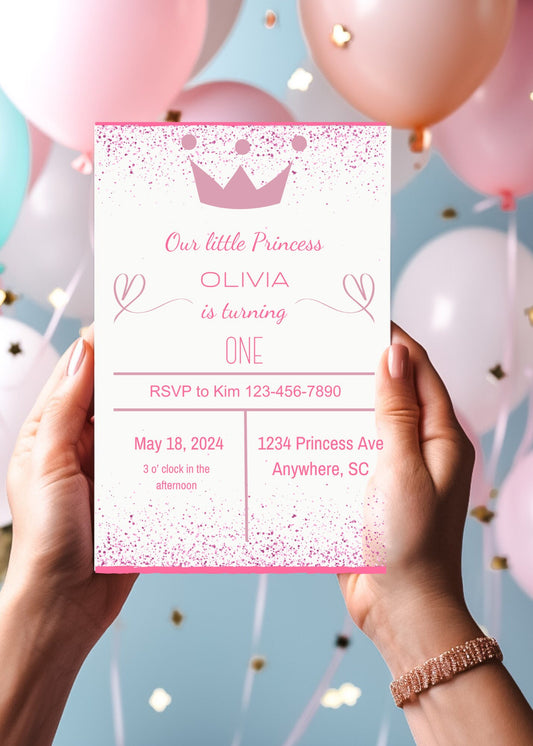 Editable Princess Birthday Girl Invitation Template Princess All Ages Birthday Party Invitation Printable Little Princess Invite