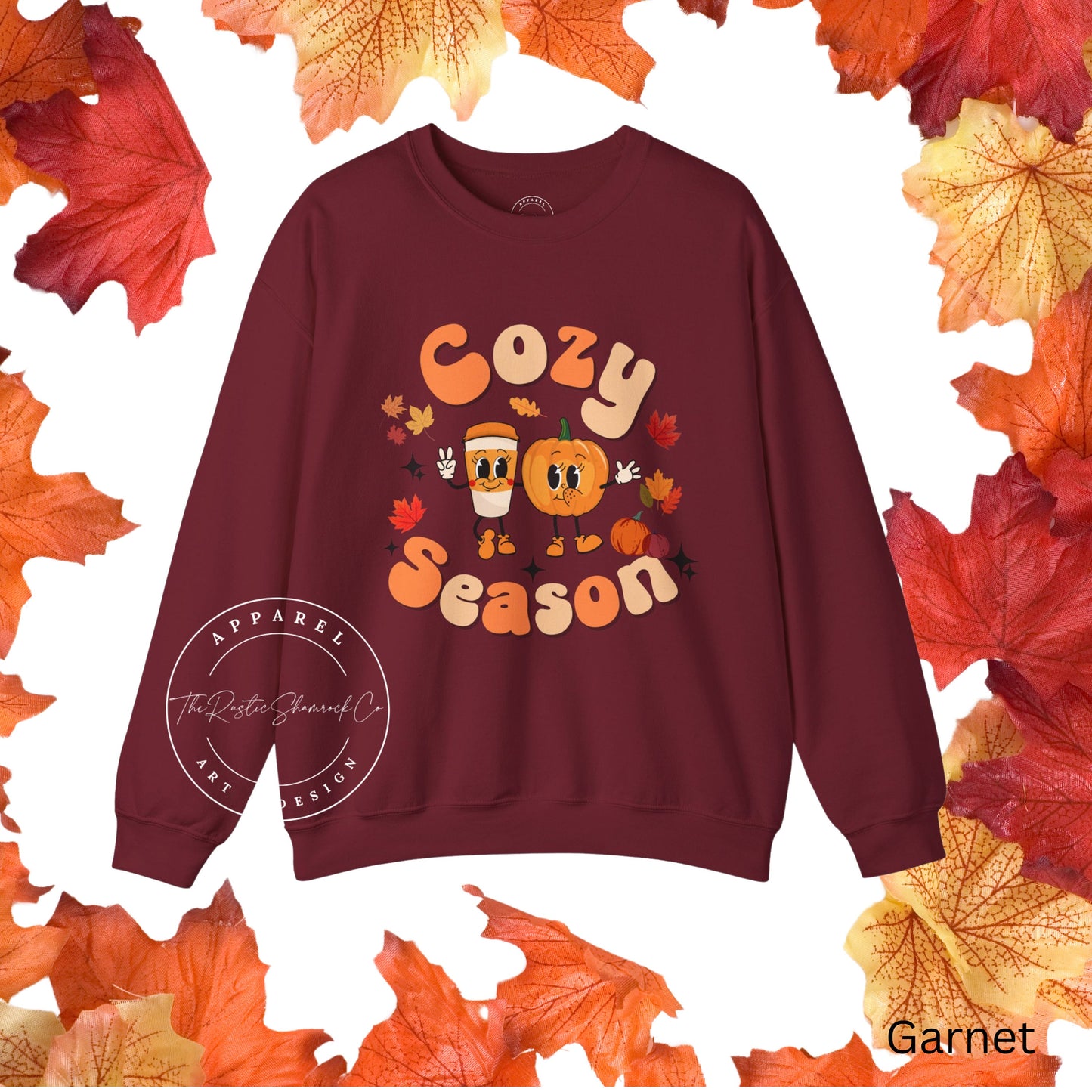 Retro Cozy Season Sweatshirt Fall Leaves Pumpkin Thanksgiving Fall Crewneck for Women Autumn Sweater Gift Fall Gifts Vintage Trendy Sweater