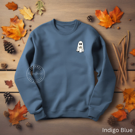 Cute Spooky Coffee Sweatshirt, Women's Ghost Sweatshirt, Spooky Season, Fall Coffee Lover Shirt, Cute Ghost Coffee drink, Fall Graphic Shirt