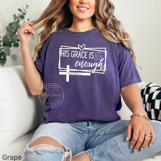 His grace is enough shirt, Faith shirt, Jesus shirt, Christian shirt, Faith shirt, Christian Apparel, bible verse shirt