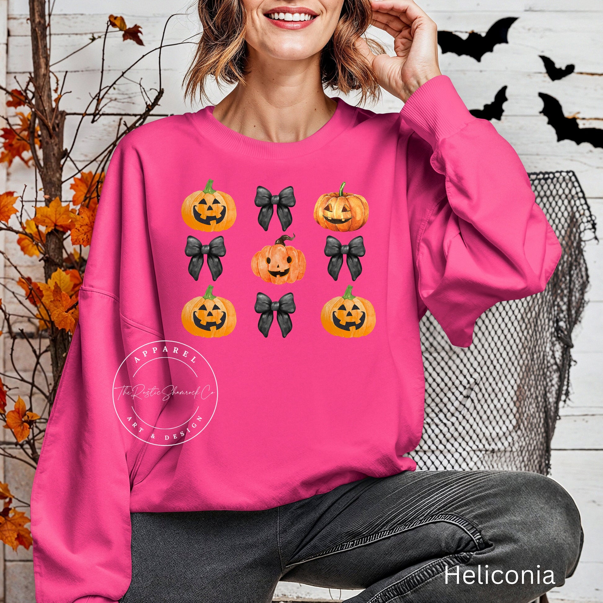 Bow and Pumpkin, Halloween Shirt, Halloween sweatshirt, bows and pumpkins sweatshirt