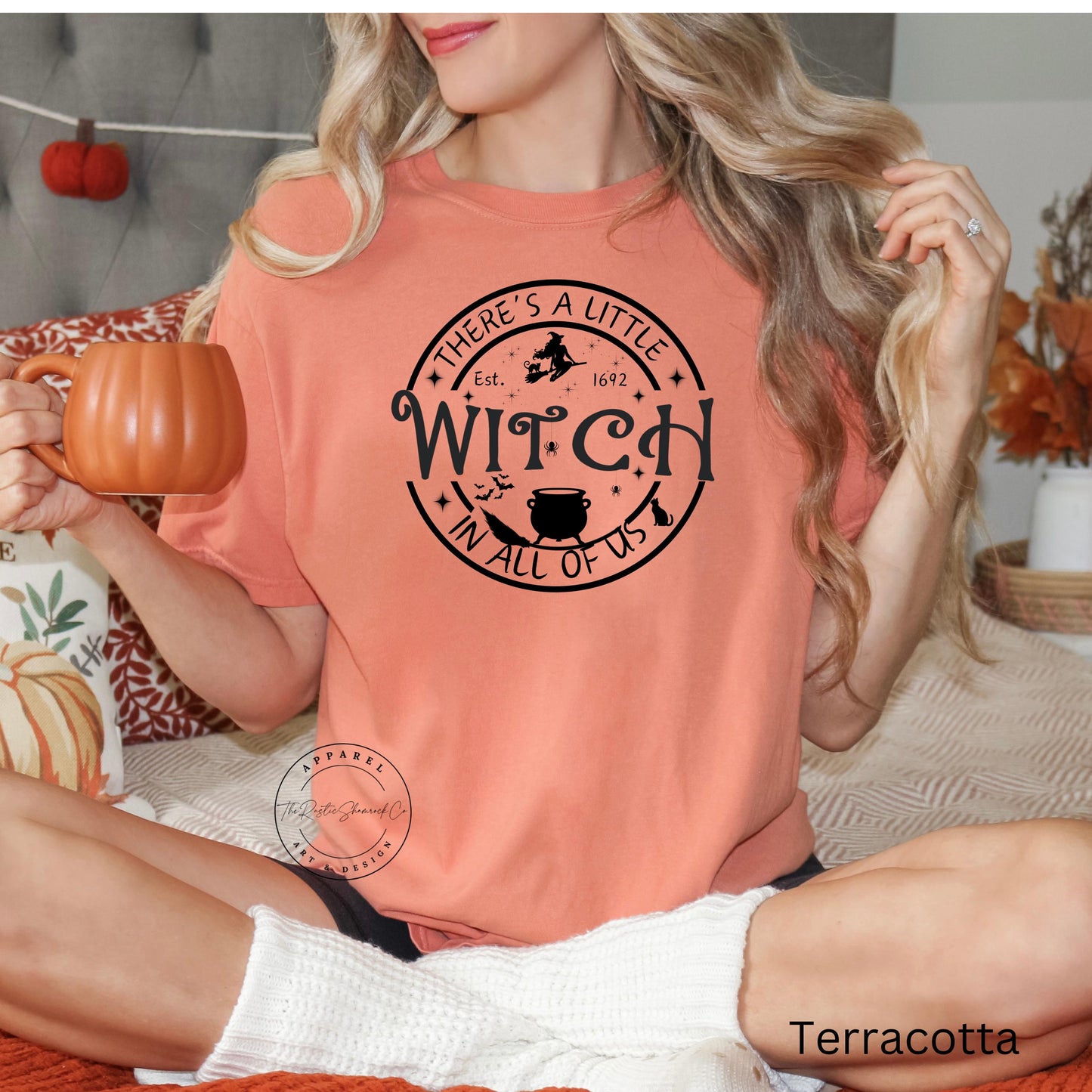 theres a little witch, witch shirt, halloween shirt, halloween gifts, witchy shirt, spooky shirt, fall shirt