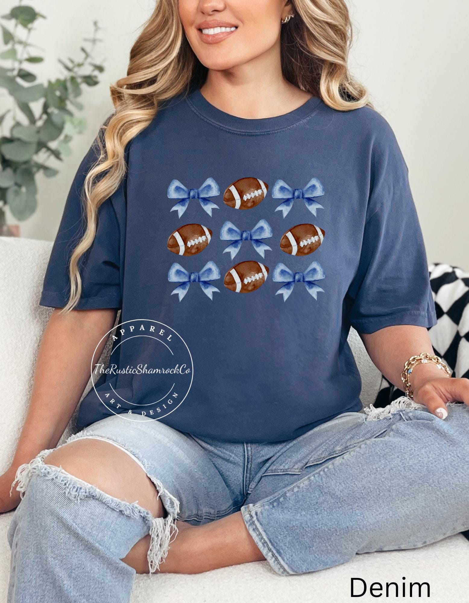 blue bow football, coquette gift,coquette aesthetic,coquette shirt, blue coquette shirt,football mom gift,cute football shirt,blue bow shirt