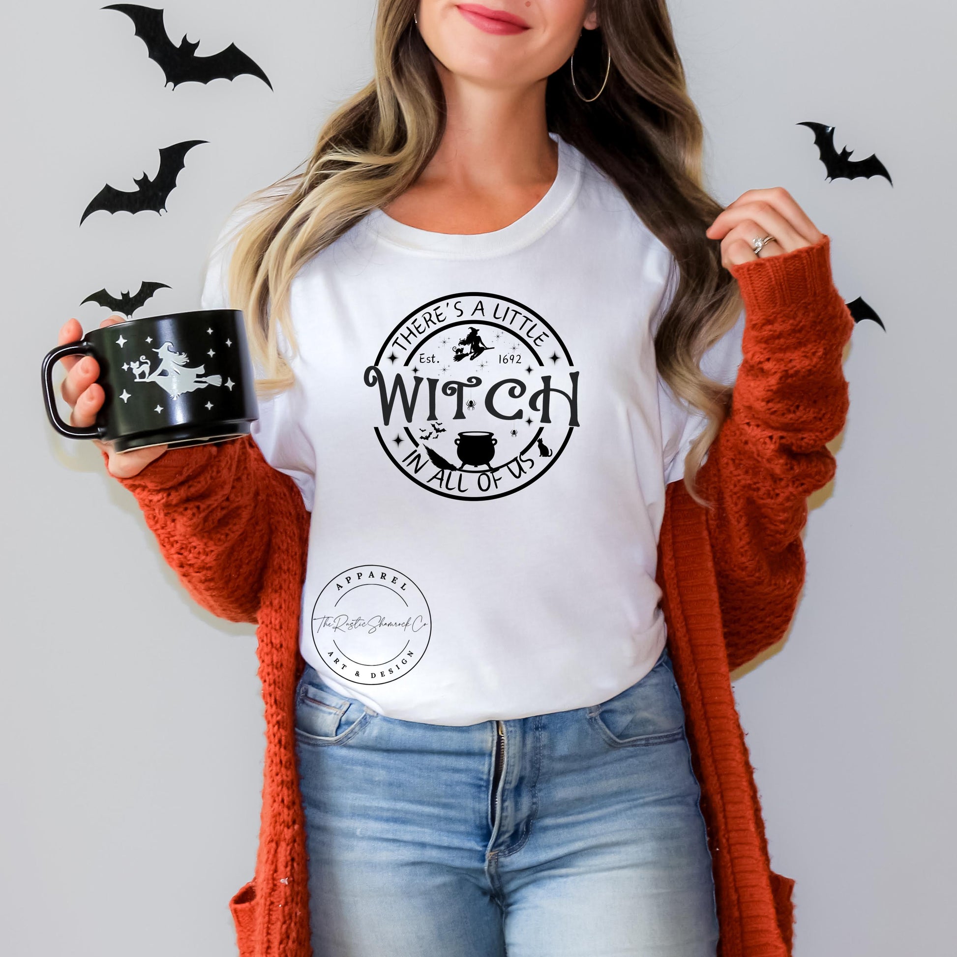 theres a little witch, witch shirt, halloween shirt, halloween gifts, witchy shirt, spooky shirt, fall shirt