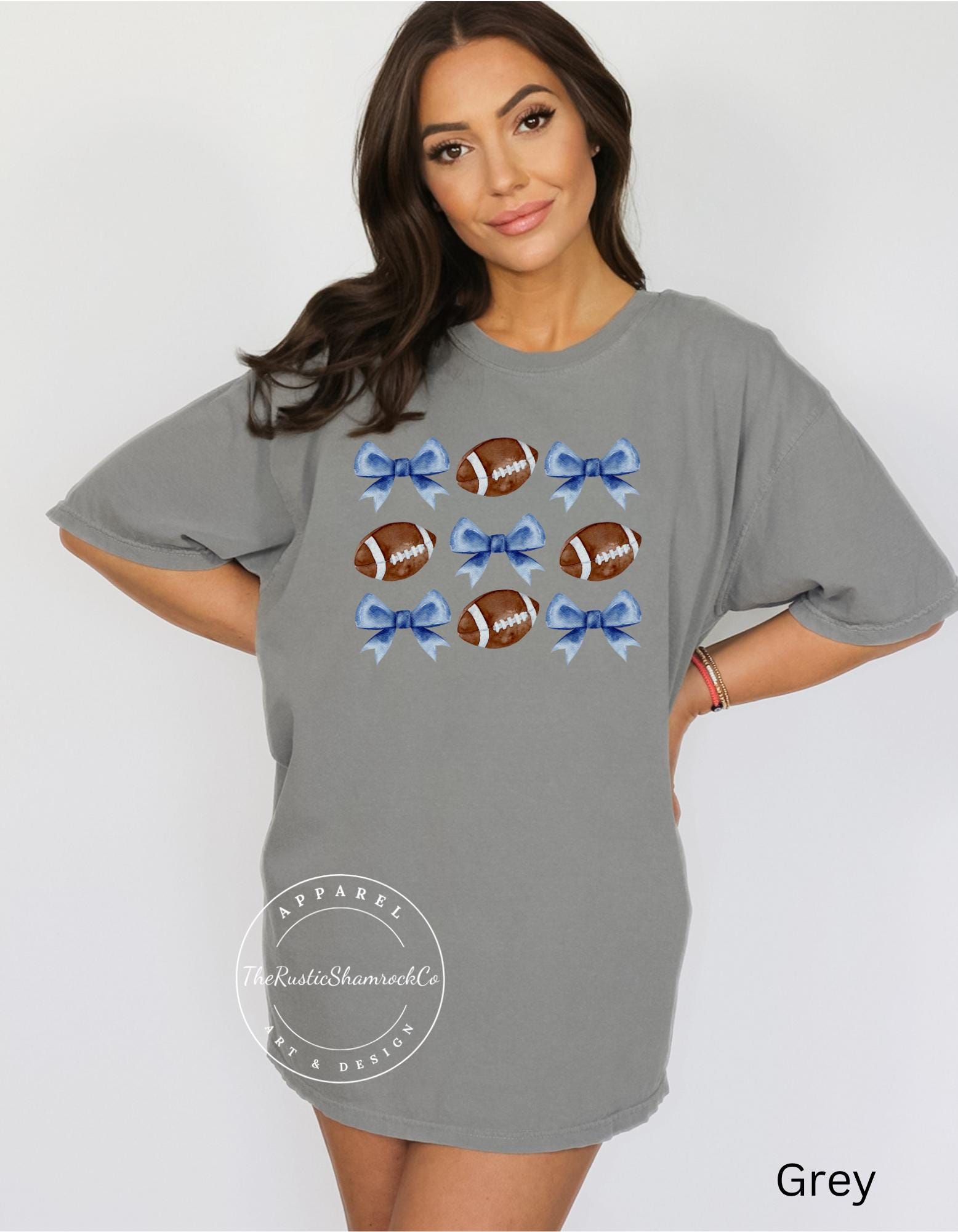 blue bow football, coquette gift,coquette aesthetic,coquette shirt, blue coquette shirt,football mom gift,cute football shirt,blue bow shirt