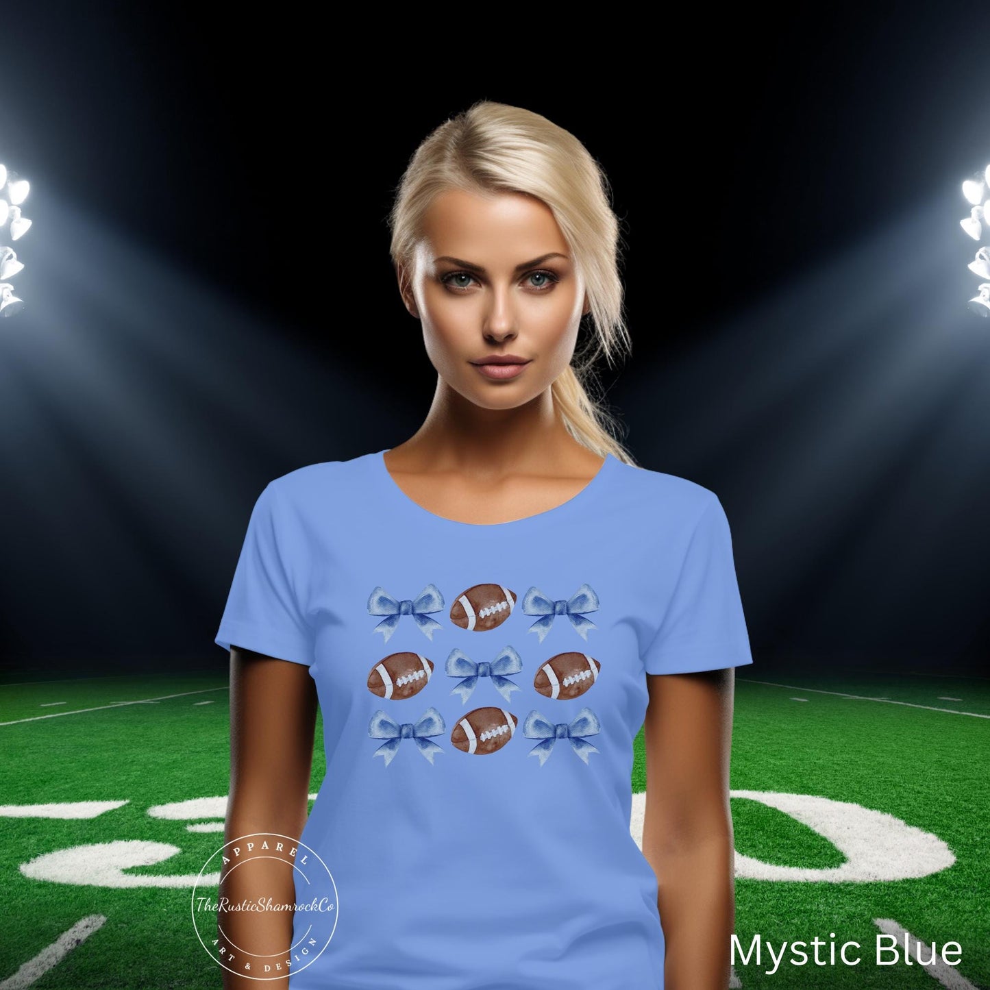 blue bow football, coquette gift,coquette aesthetic,coquette shirt, blue coquette shirt,football mom gift,cute football shirt,blue bow shirt