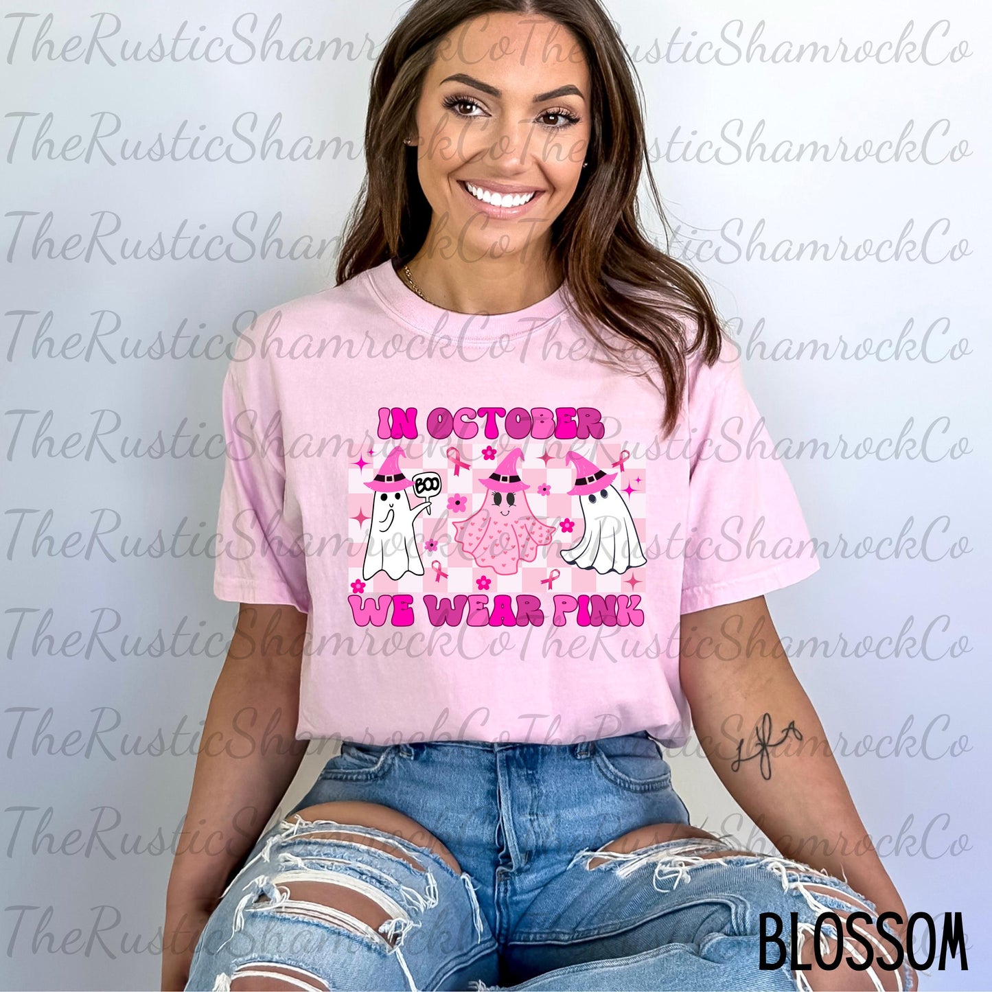 October wear pink shirt, Pink Ghosts, awareness shirts, Breast Cancer Awareness shirt, Cute Ghost shirts