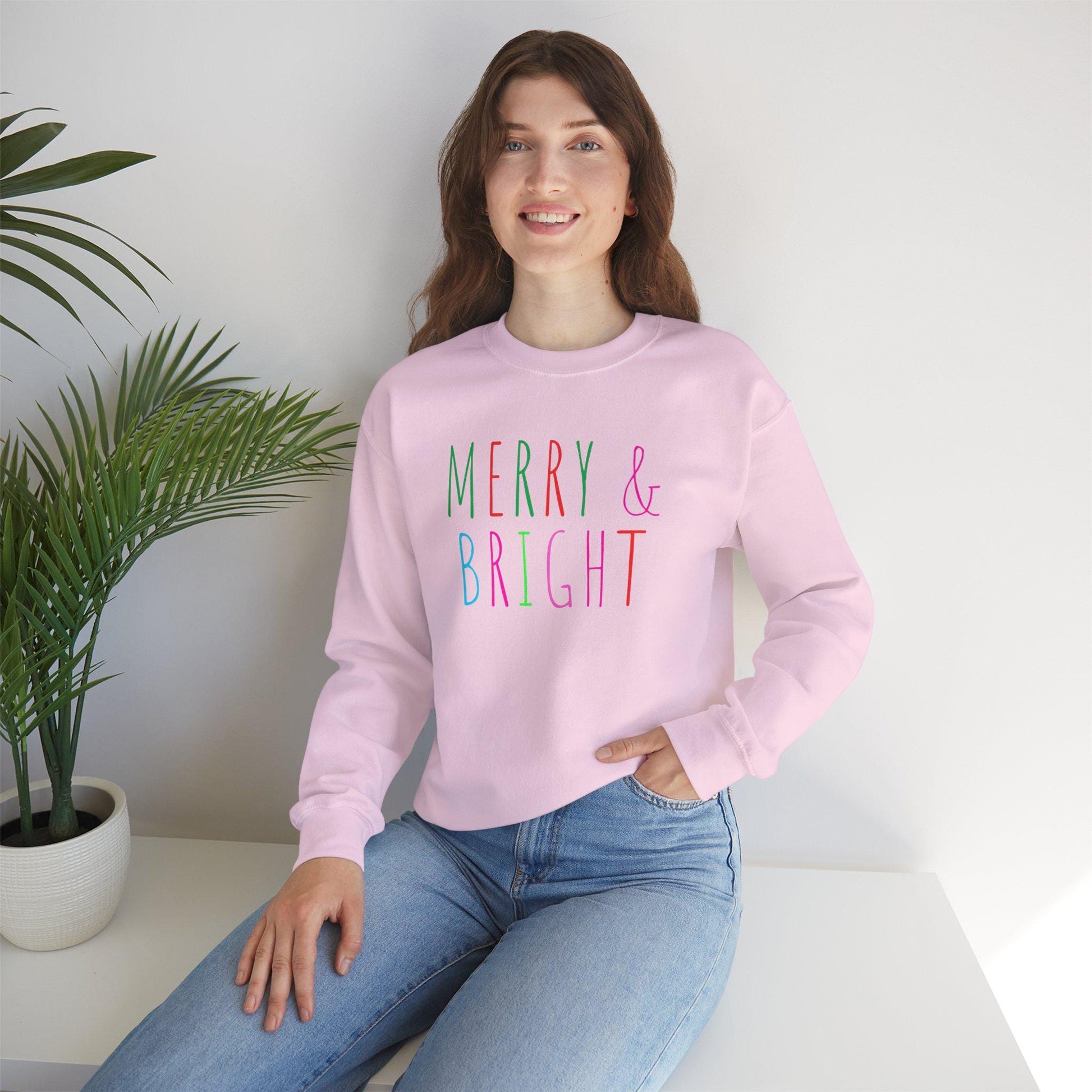 Merry and Bright sweatshirt, Christmas apparel, Christmas sweatshirt, colorful sweatshirt, Christmas gifts, sweatshirts for her